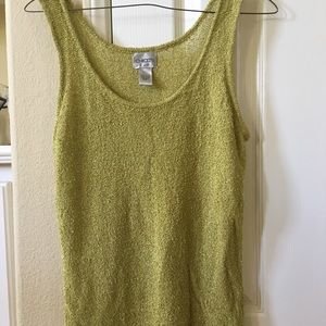 Tweed Boucle knitted green moss tank top
